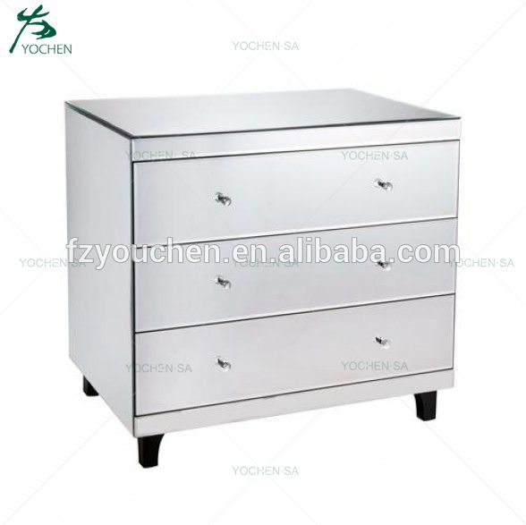 Mirrored Bedroom Chest of Drawers 3 Large Storage Drawers
