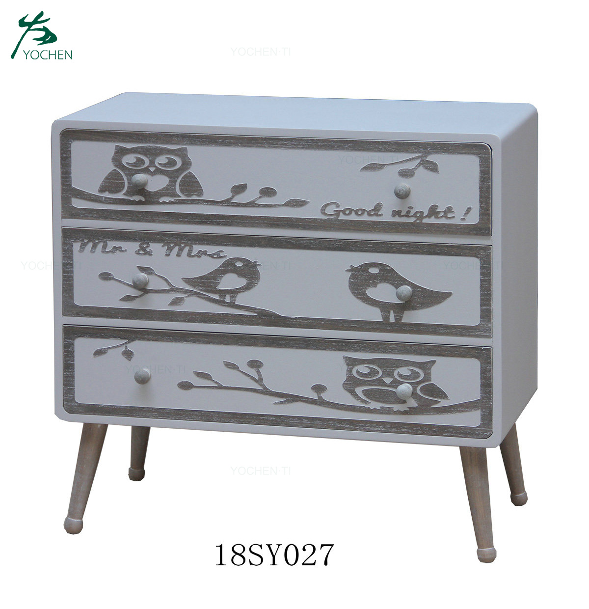 Wooden chest with 5 drawers wooden side table