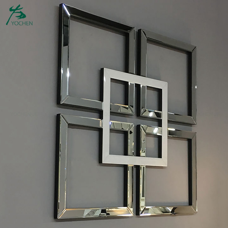 Glass Framed Large Square Decorative Silver Wall Mirror