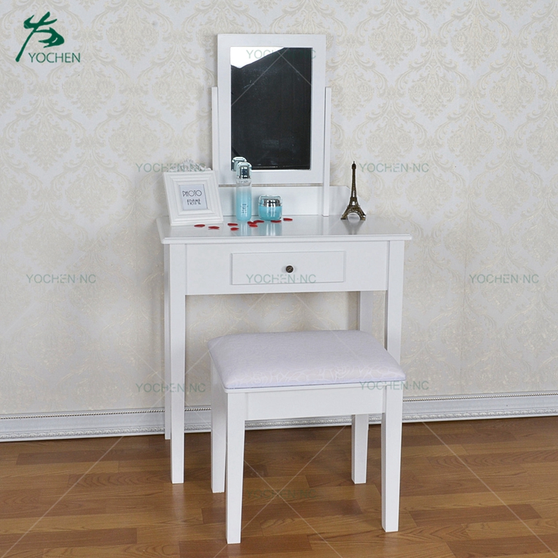 Cheap simple white MDF dressing table 70cm with drawer