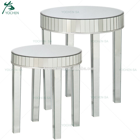 Set of 2 Holly Round Mirrored Nesting Coffee Tables