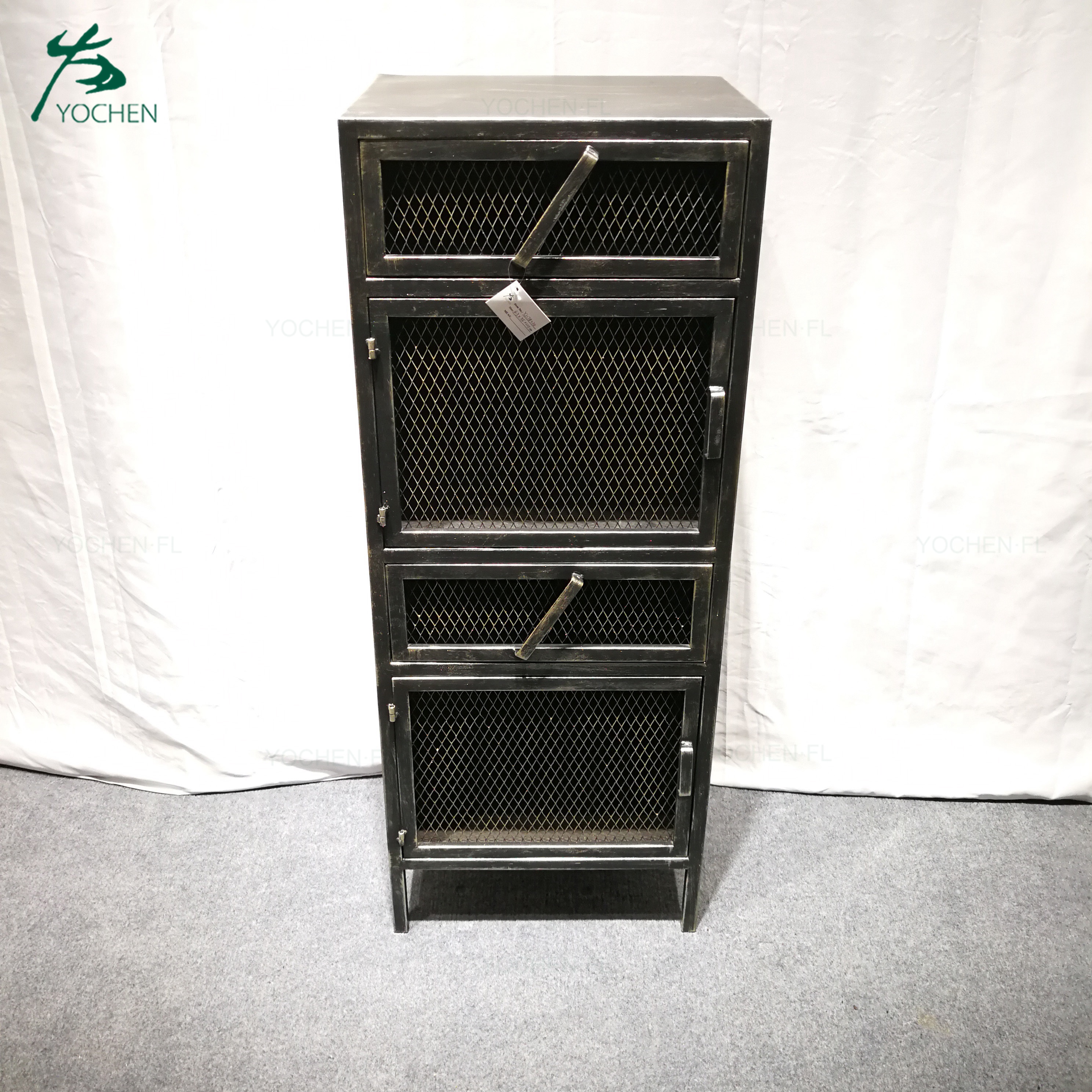 metal black handpainted old style storage metal cabinet