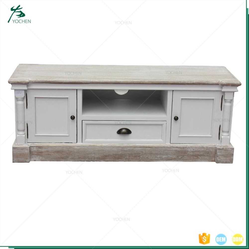 Handmade antique white wood table with mirror