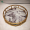 Faux Round Candle Holder Metal Marble Tray Set Of 2