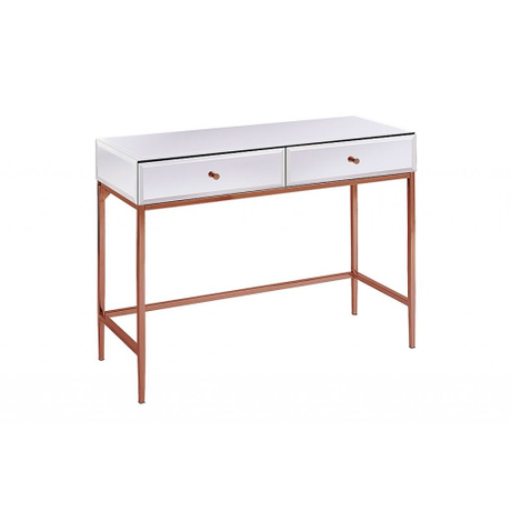 Rose gold Stainless Steel white glass mirrored furniture console table with mirror