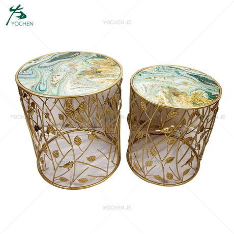 Living room furniture antique gold round coffee table modern design