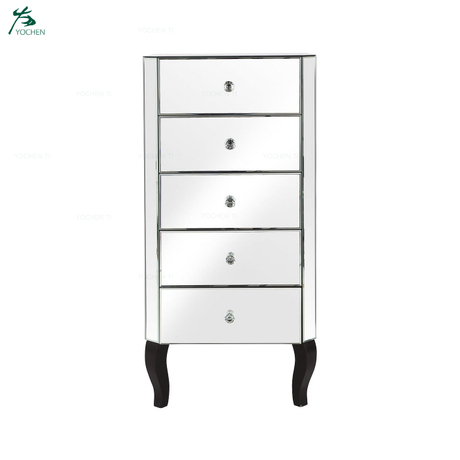 Whosale Service Mirrored 5 Drawer Narrow Chest