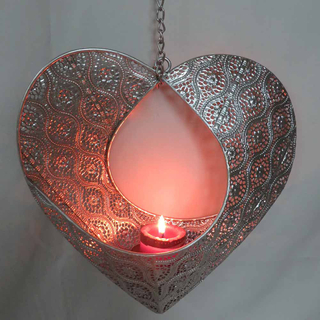 Heart-shape metal hanging candle holder decorative wall decor