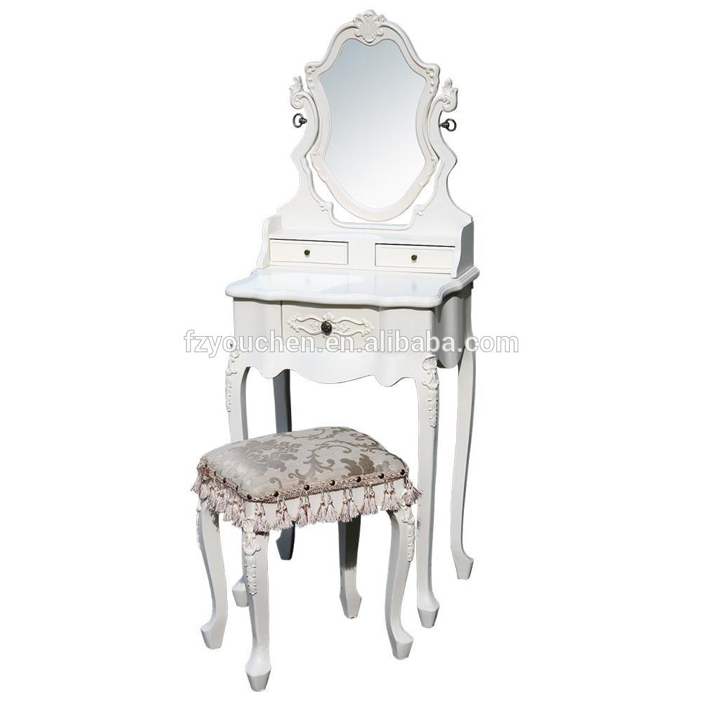 Bedroom Furniture Antique Wood Chest Cabinet Vanity Mirror