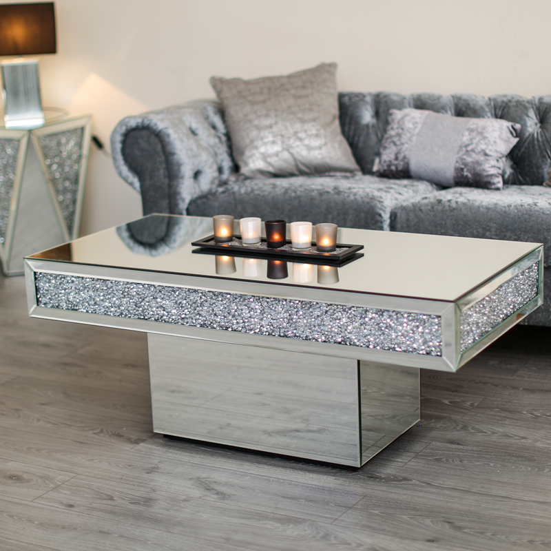 Home furniture modern white mirrored coffee table