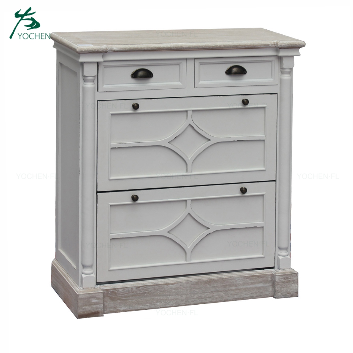 New Arrived Attractive wooden cabinets noble white tall boy