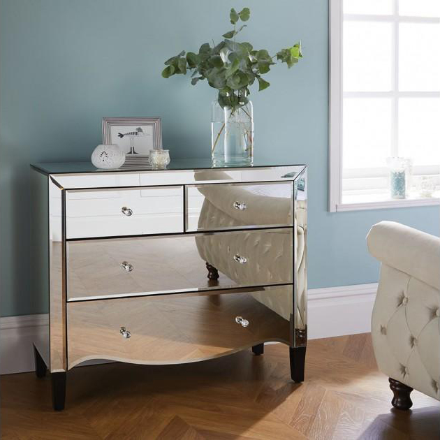 Venetian Antique Bedroom Mirrored Chest of Drawers