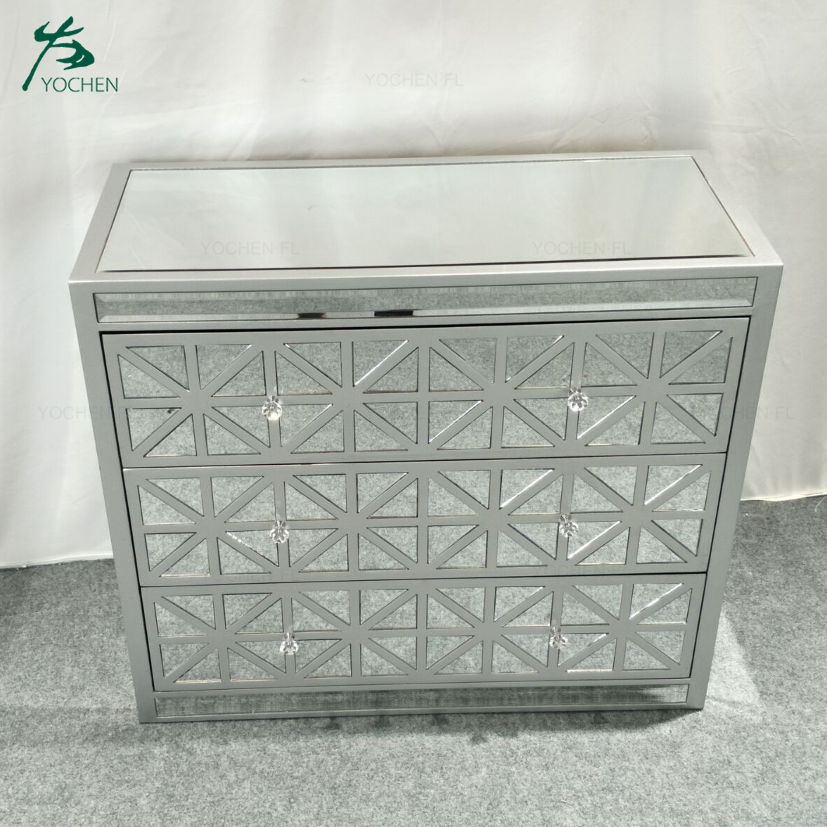 luxury living room furniture decorative crushed mirror cabinet