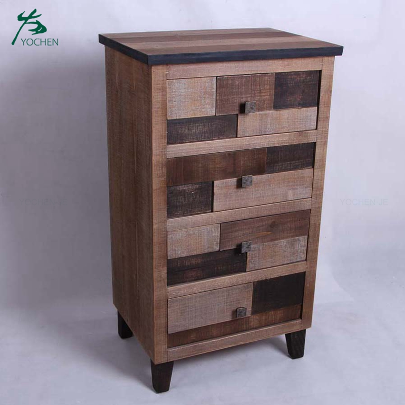 Distressed vintage tallboy wood 5 drawer cabinet