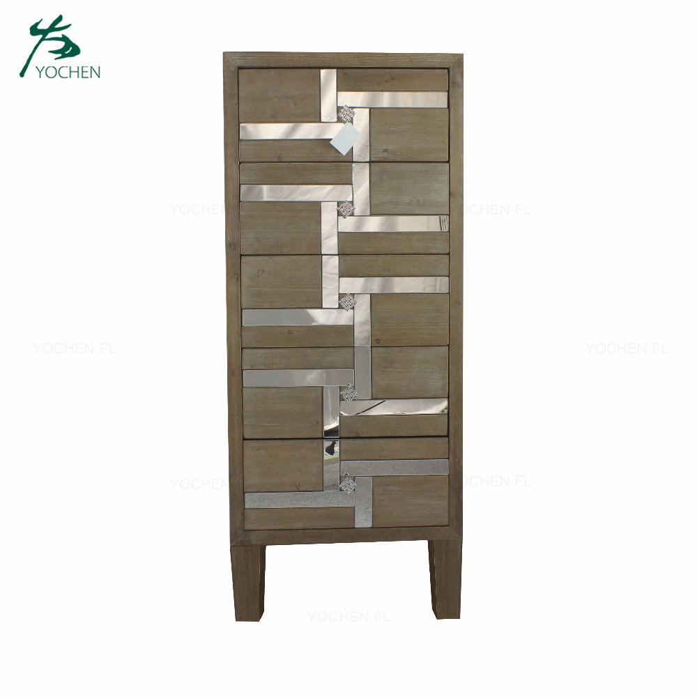 Modern gray wooden carving mirror decoration table