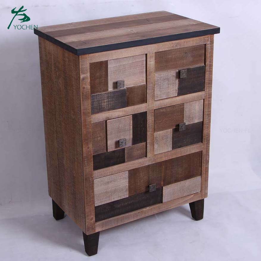 American style living room furniture natural color cabinet with drawers