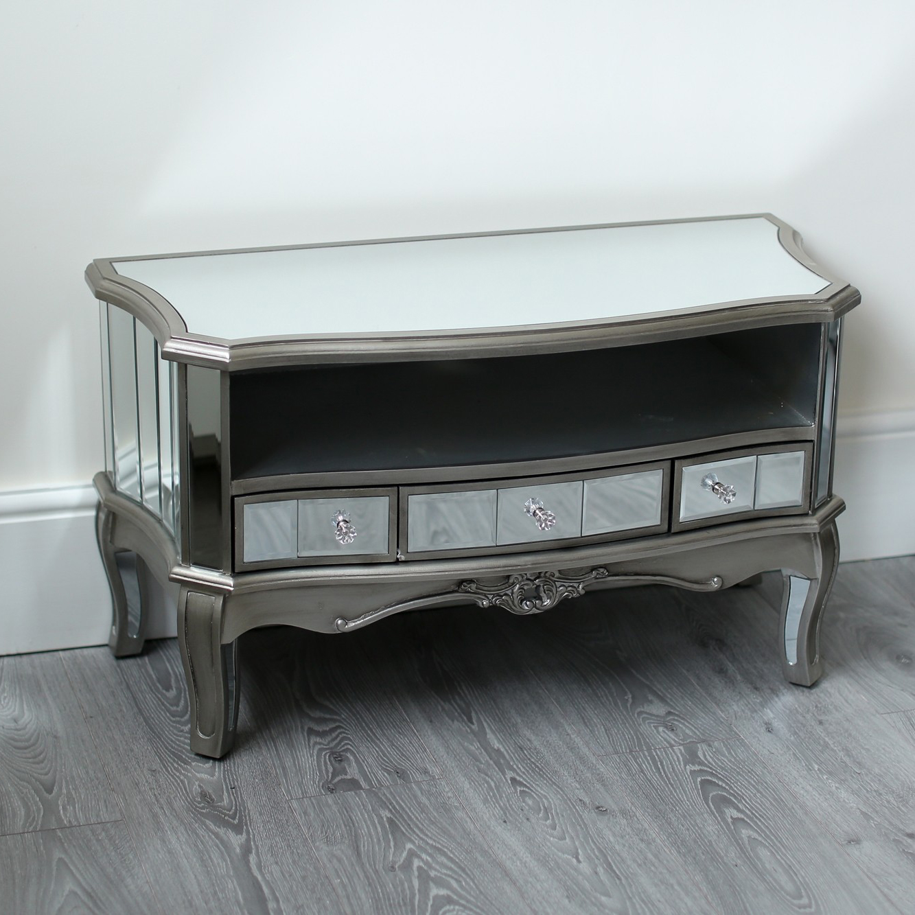 mirrored furniture nightstand glass bedside table
