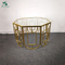 Glass top decorative gold printed metal base console table