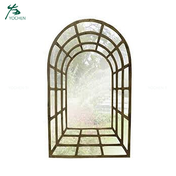 Large Decorative Gothic Arched Door Metal Framed Garden Wall Mirror