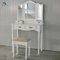 Modern Vanity Dressing Table/Stool, White Finish with Beige Seat