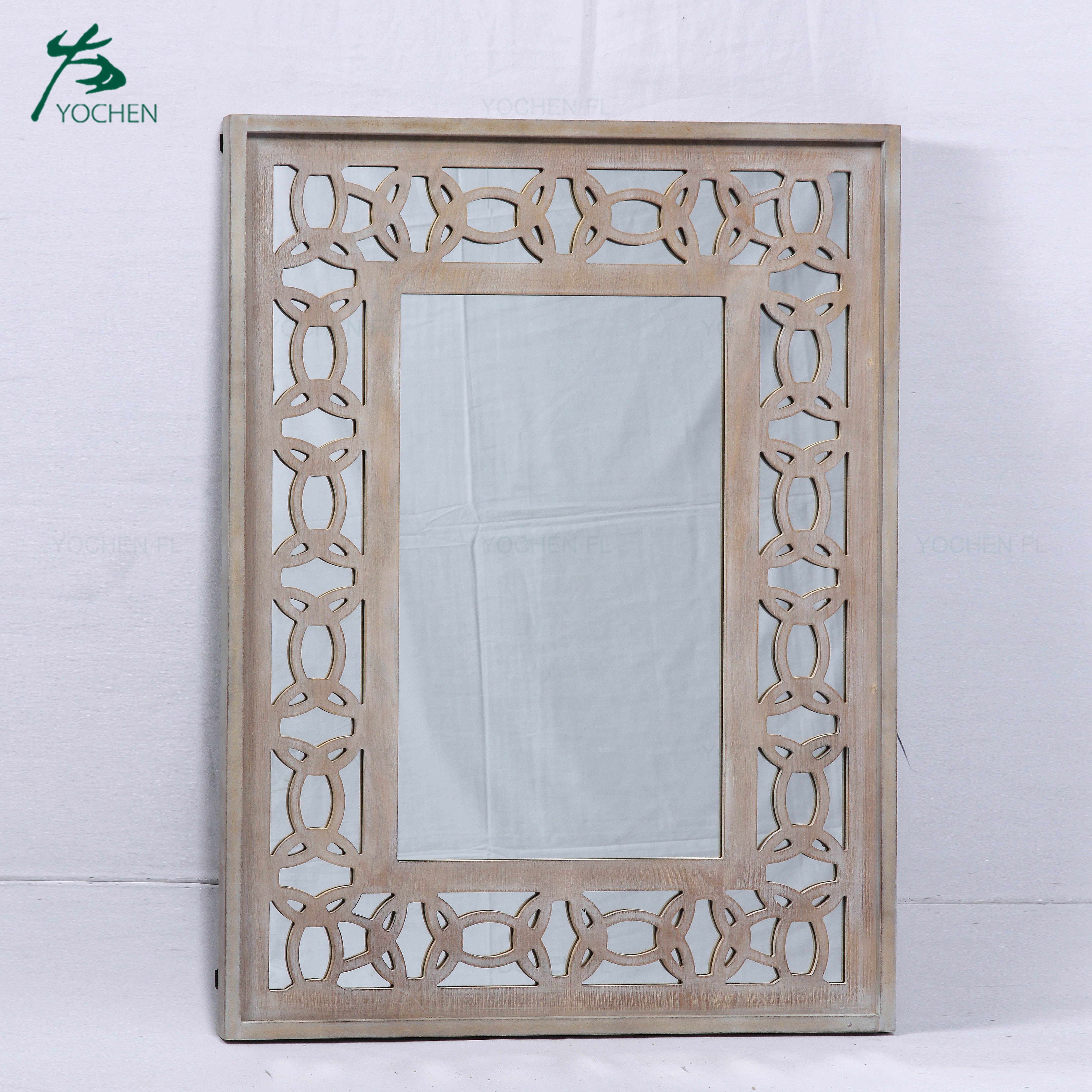 houseware wooden frame cross decorative wall mirror