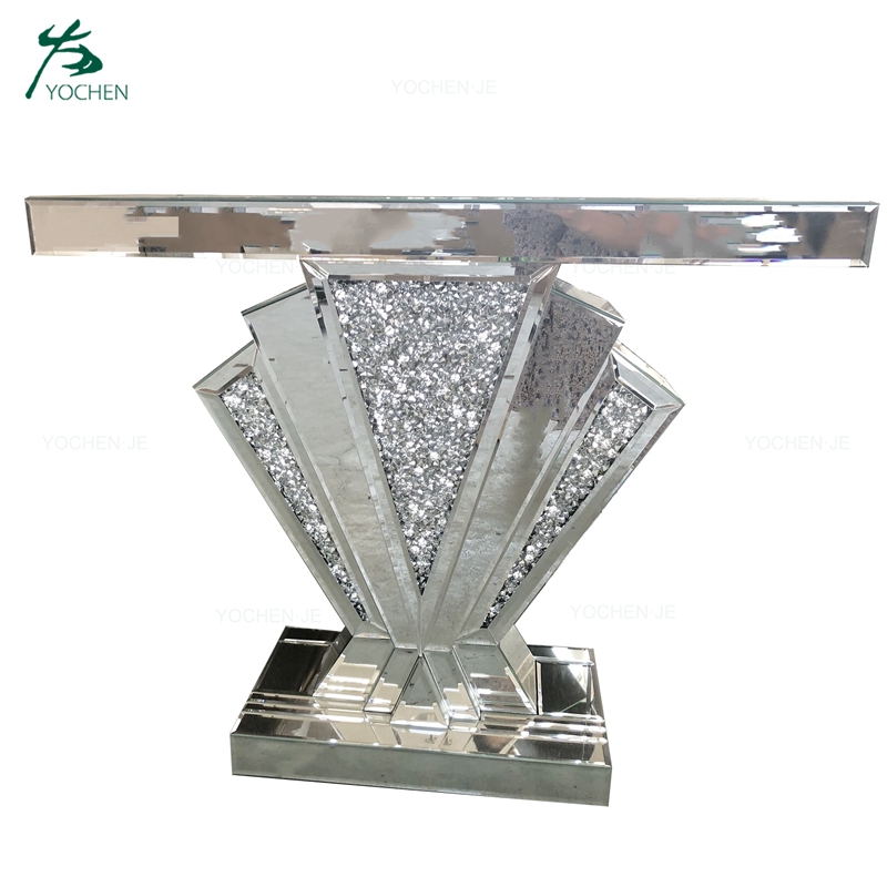 Venetian sparkle mirrored diamond crushed X shape console table