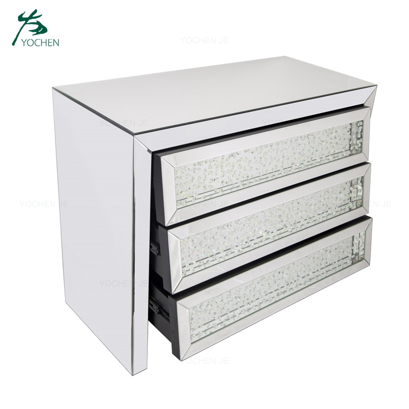Furniture cabinet wooden modern vanity 3 drawers mirrored cabinet