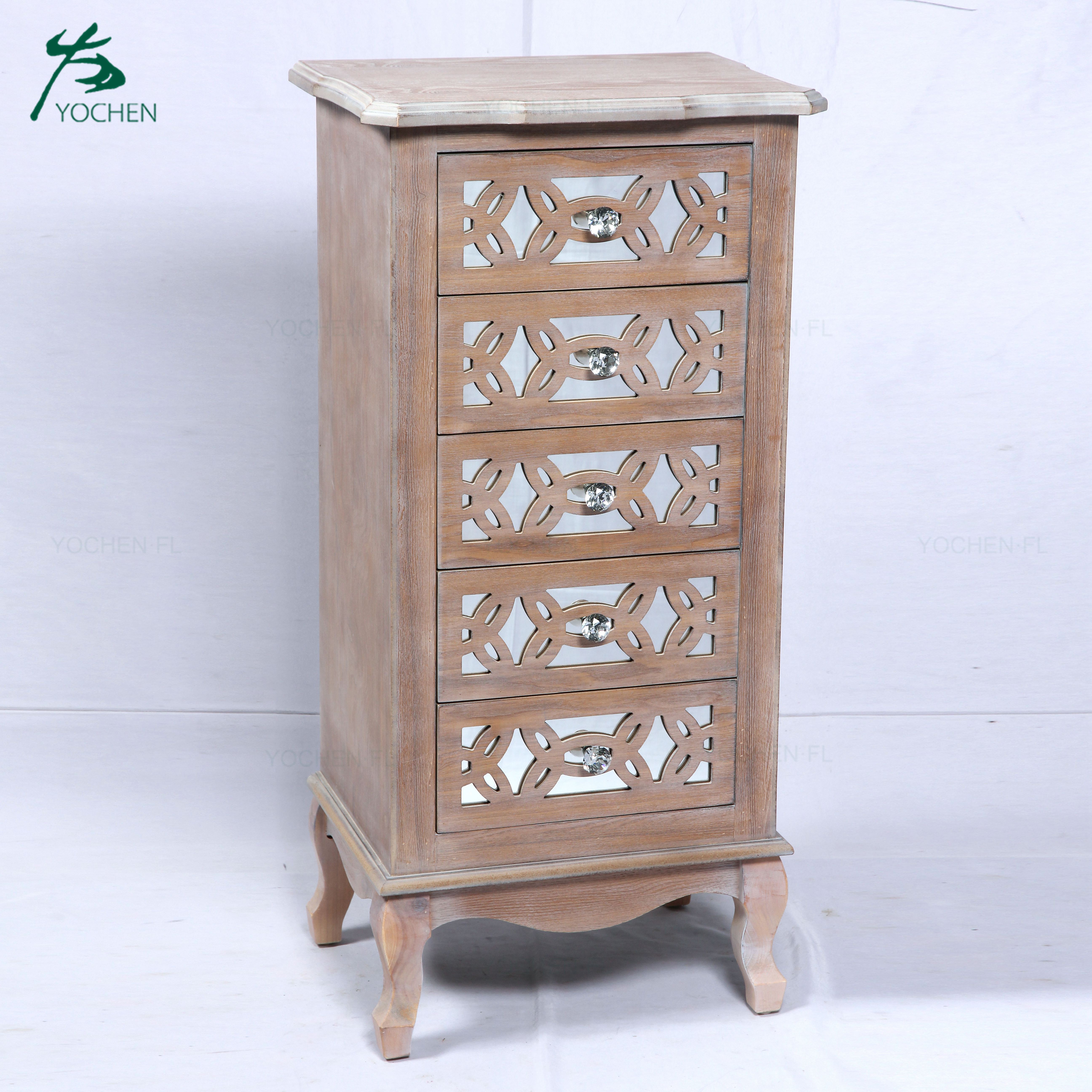 vintage furniture decorative living room cabinet narrow tall mirror cabinet