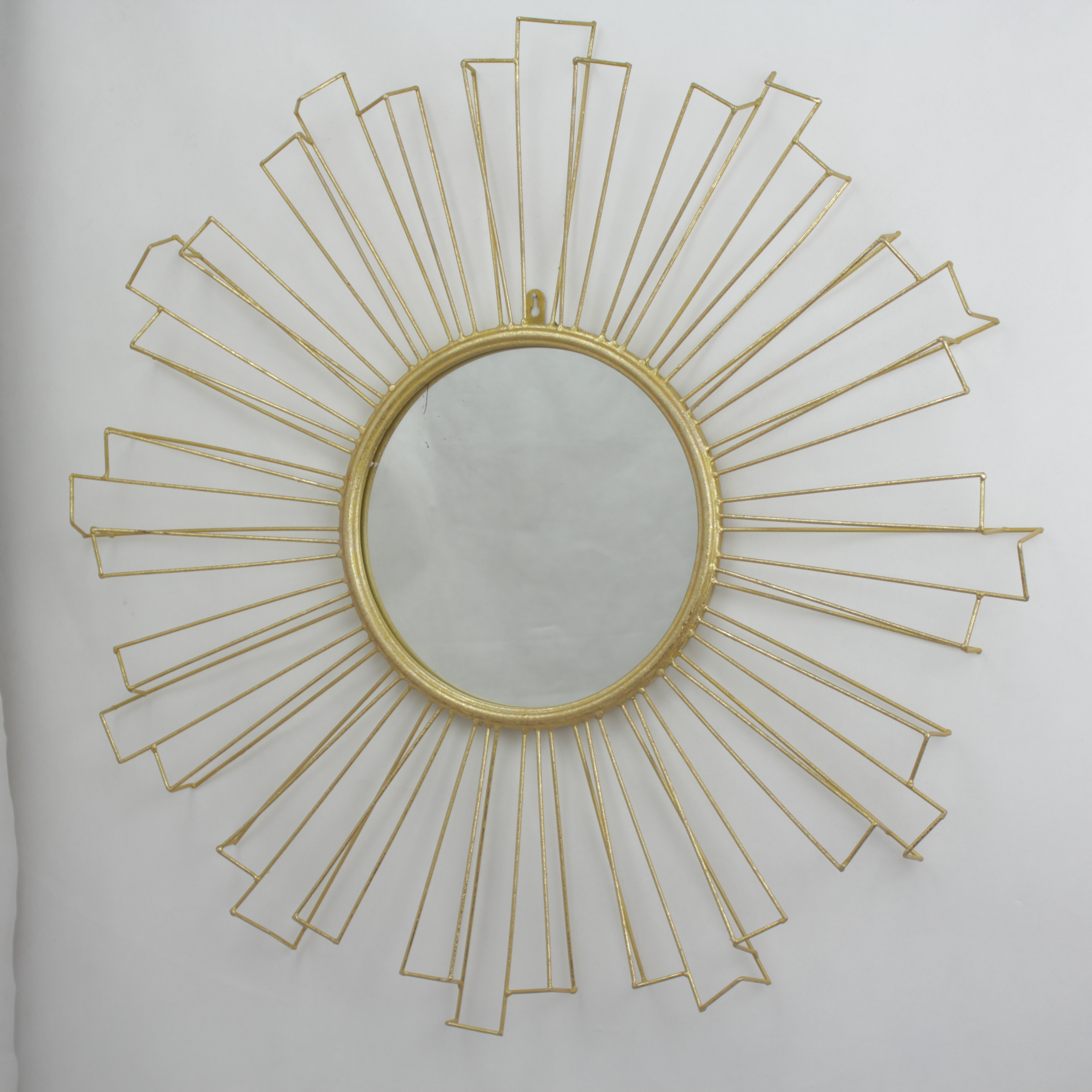 Round antique finished metal framed mirror for home decoration