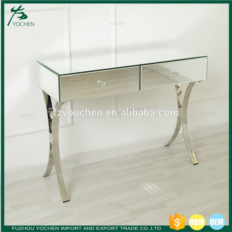 Venetian Mirrored Two Drawer Curved Leg Console Table Hallway Living room Bedroom