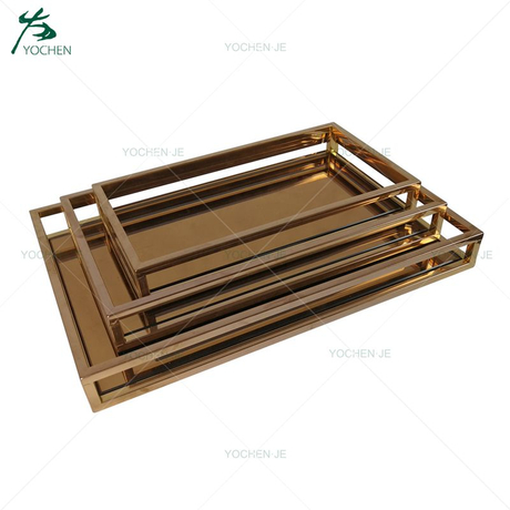 Customized 3 sizes of rectangle decorative metal serving tray