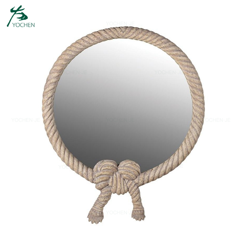 Small Round Decorative Wrapped Rope Mirror