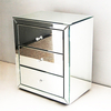 Silver Glass 3 Drawer Mirrored Bedside Table Cabinet 