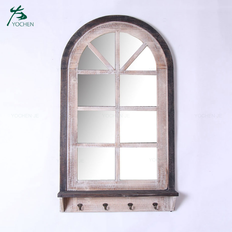 decorative reclaimed wood window wall hanging mirror