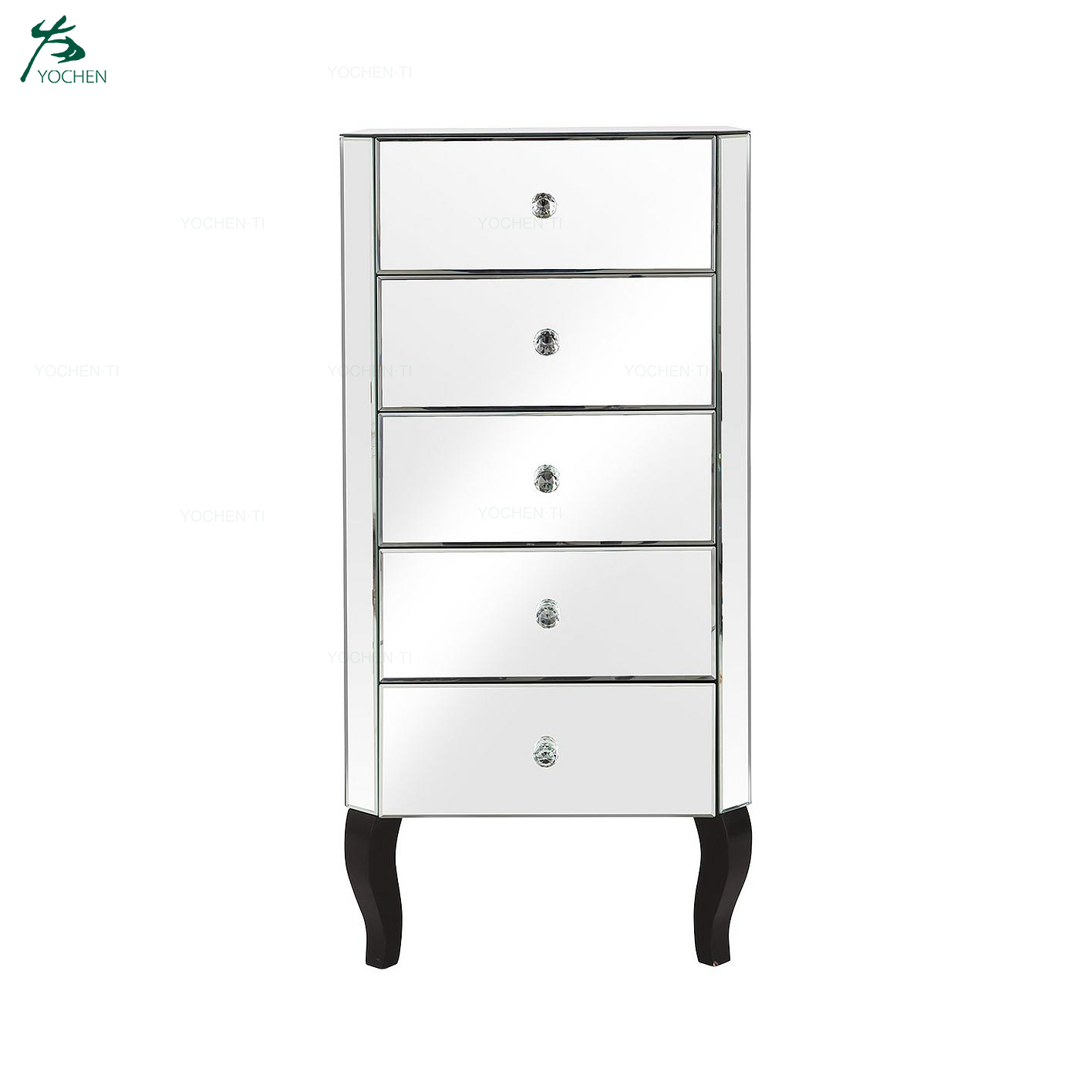 Home Furniture Mirrored 1-Drawer Bedside Cabinet