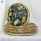 Gold Framed Metal Round Marble Serving Tray (3 sets)