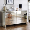 Toughened Black Glass Bedroom Mirrored Chest of Drawers