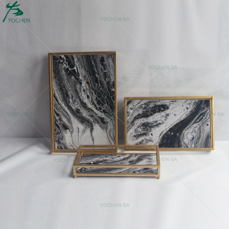 Contrast Faux Marble Trays Set 3