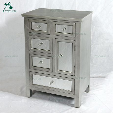 solid wood cabinets storage with six glass drawers for UK market