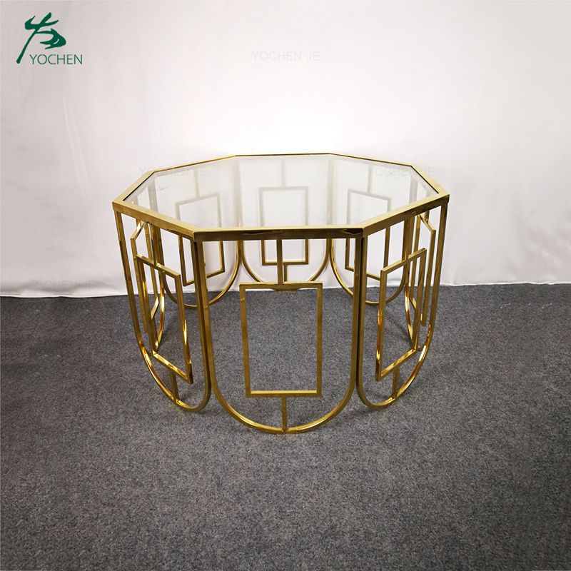 gold metal classic round coffee side table