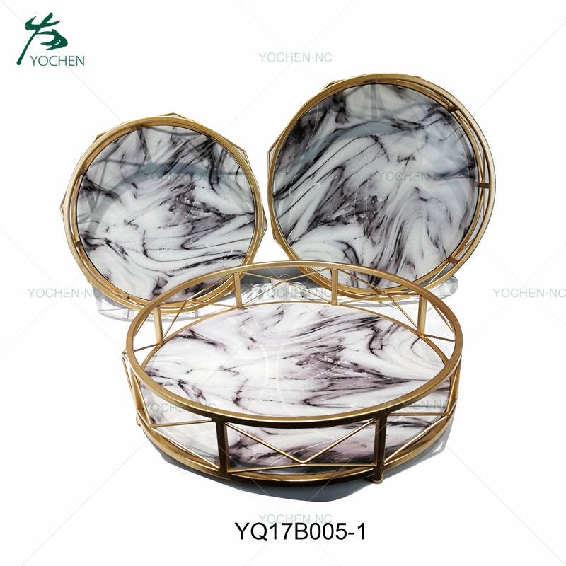 Table decor perfume serving marble metal tray