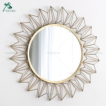 Wood decorative wall cheap fancy mirror decoration wall mirror