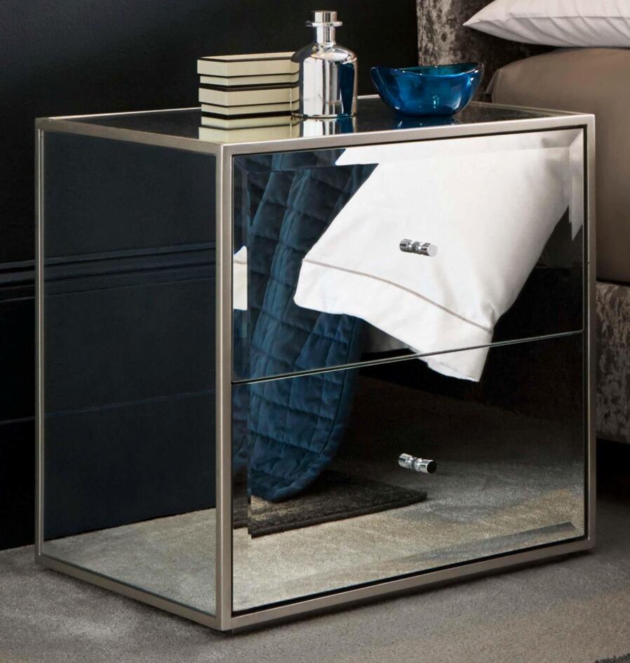 bedroom furniture 2 drawer side table night stand mirrored furniture