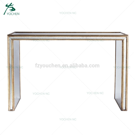 Living room furniture gold leaf mirrored antique console table