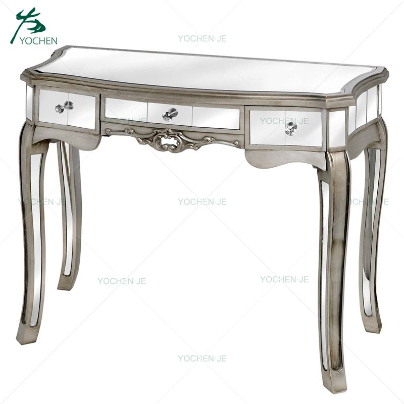 Square solid wood MDF silver Mirrored coffee table with drawer
