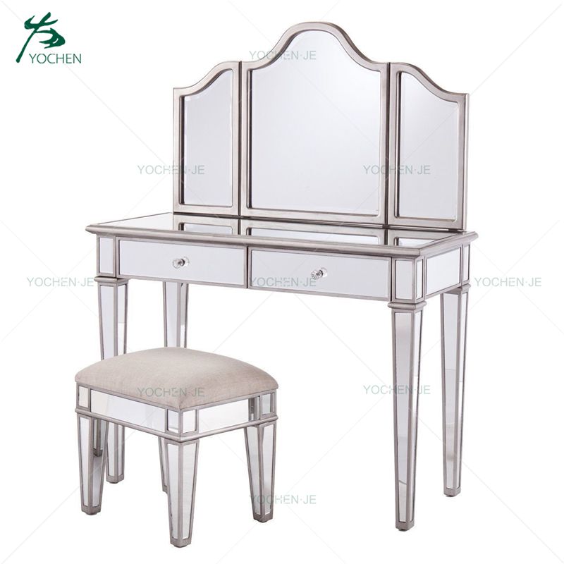 Argente Mirrored Antique French Style Dressing Table Set