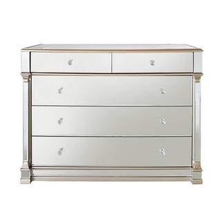 Mirrored Silver Chest of Drawers Glass Cabinet Bedroom Home Furniture