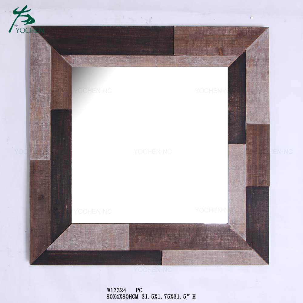Rustic wooden frame mirror antique wood decorative wall mirror