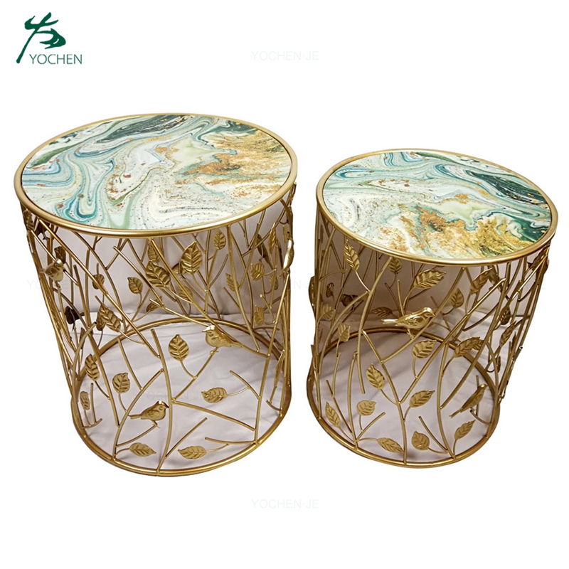Modern furniture round glass metal coffee side table