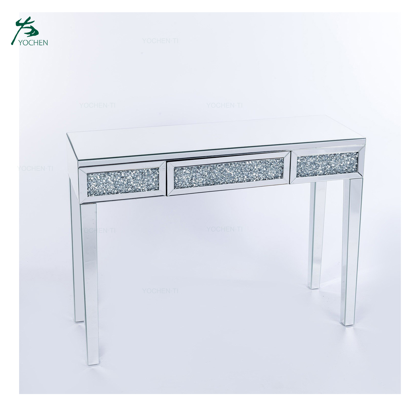 Mirrored venetian glass diamond crush furniture lamp coffee table